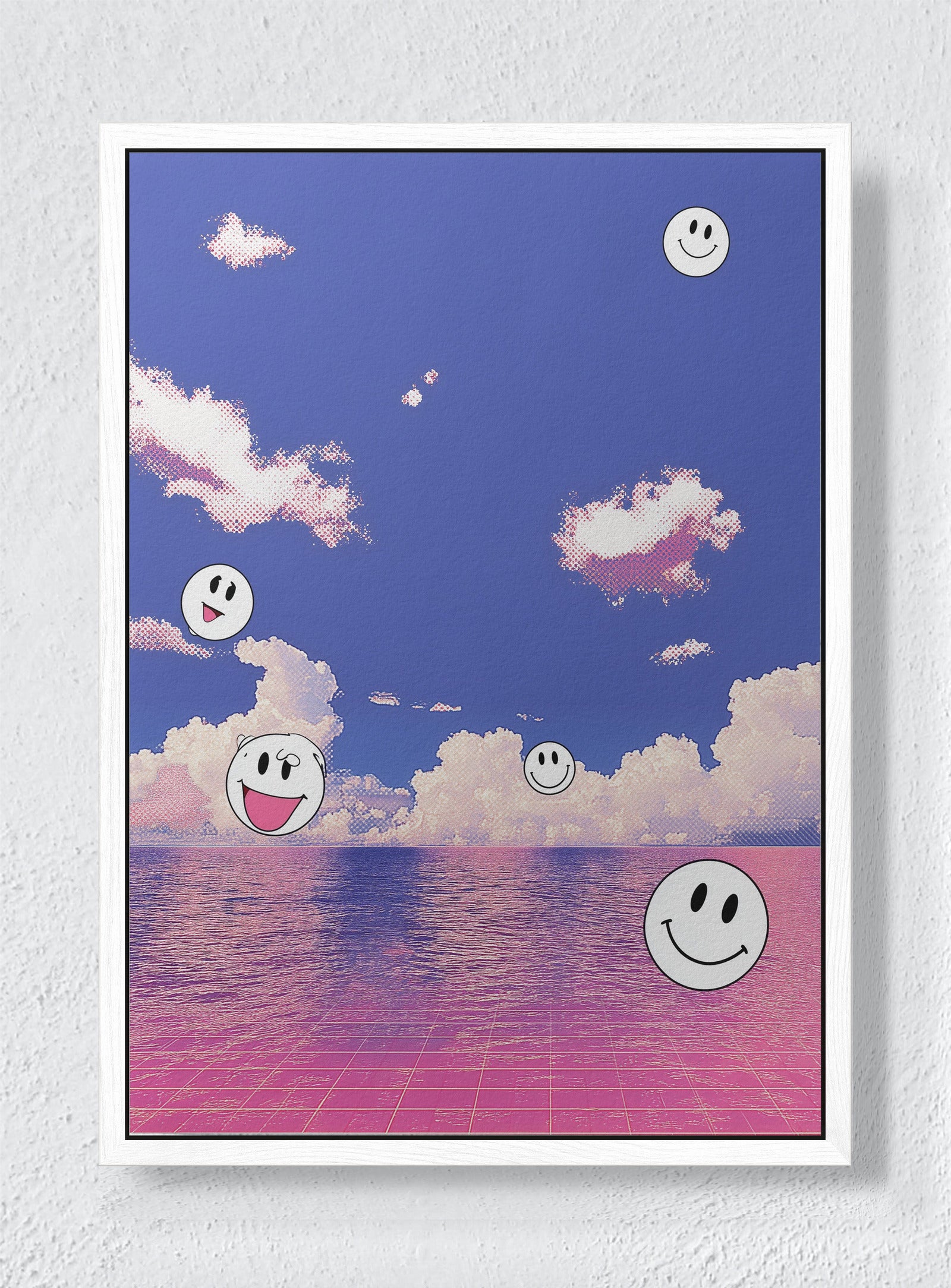 PINK SEA OF GOOD VIBES - White frame canvas