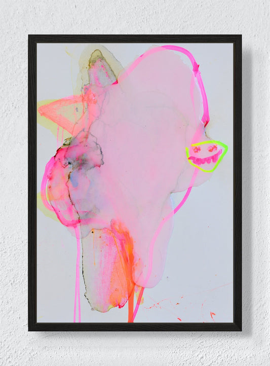 PINK SIGNALS IN THE AIR - Black frame canvas