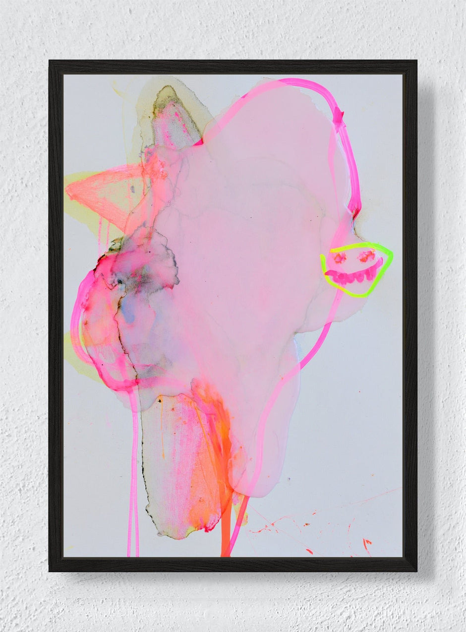 PINK SIGNALS IN THE AIR - Black frame canvas