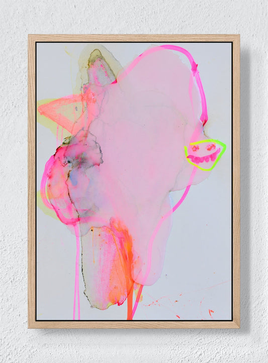 PINK SIGNALS IN THE AIR - Natural frame canvas