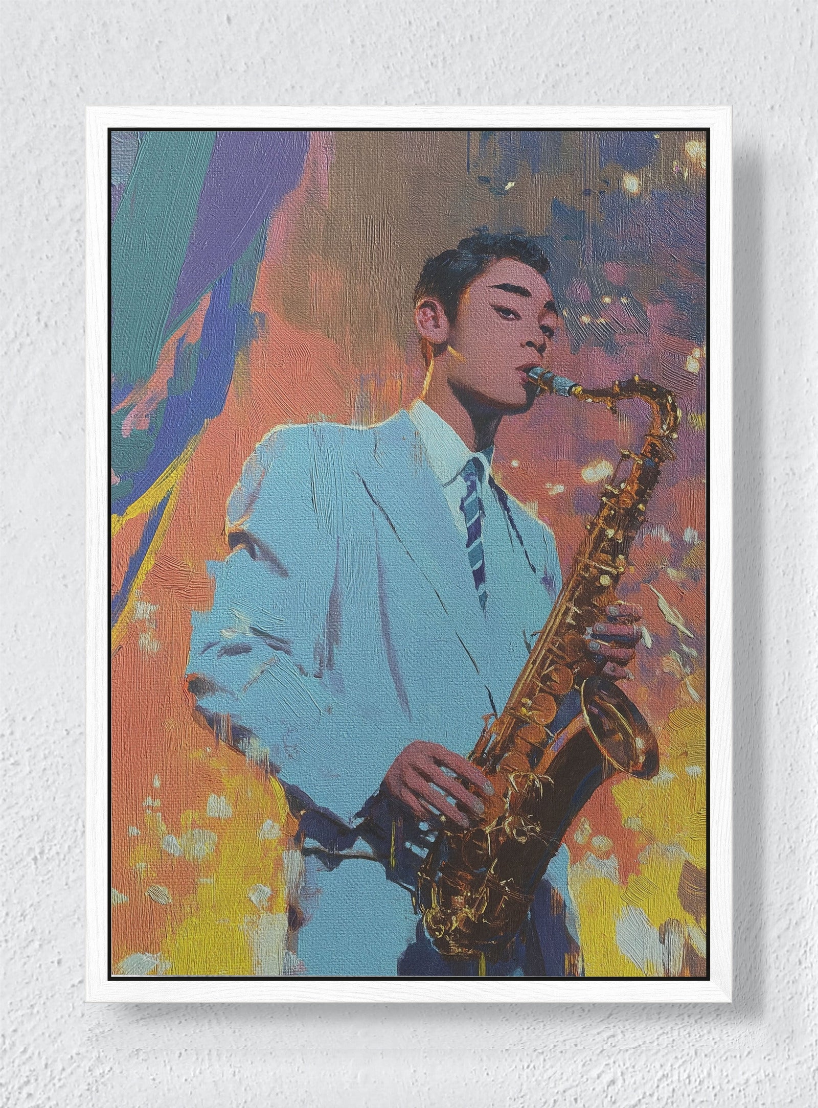 PIXEL JAZZ - White frame canvas