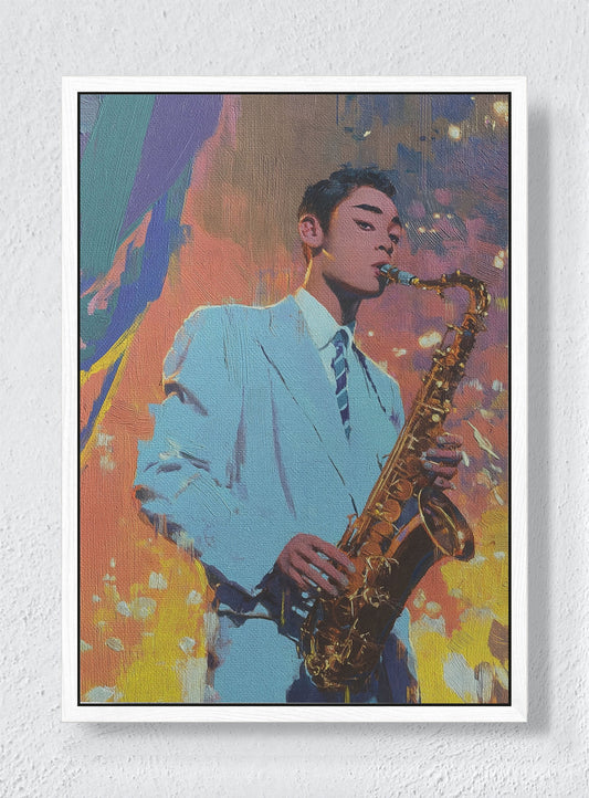 PIXEL JAZZ - White frame canvas