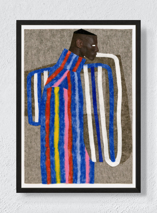 PORTRAIT IN STRIPES - Black frame canvas