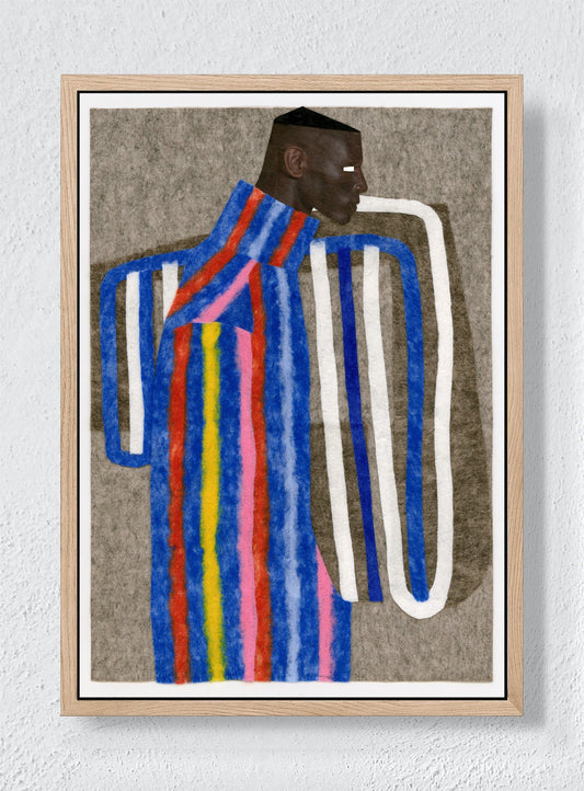 PORTRAIT IN STRIPES - Natural frame canvas