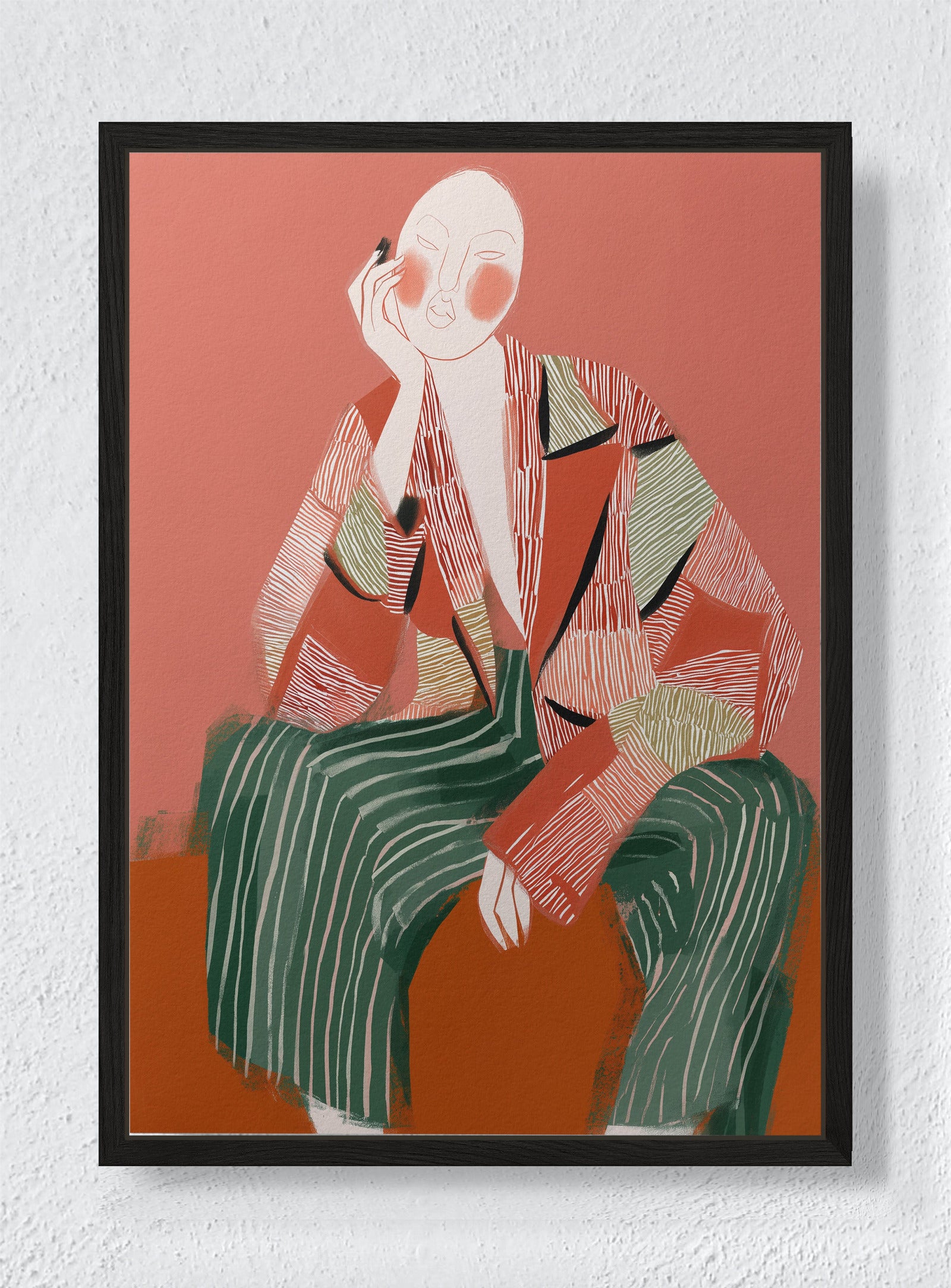 PORTRAIT IN TERRACOTTA - Black frame canvas