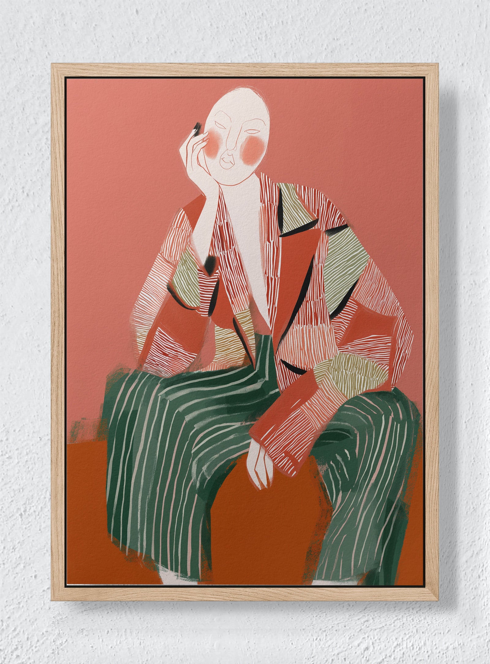 PORTRAIT IN TERRACOTTA - Natural frame canvas