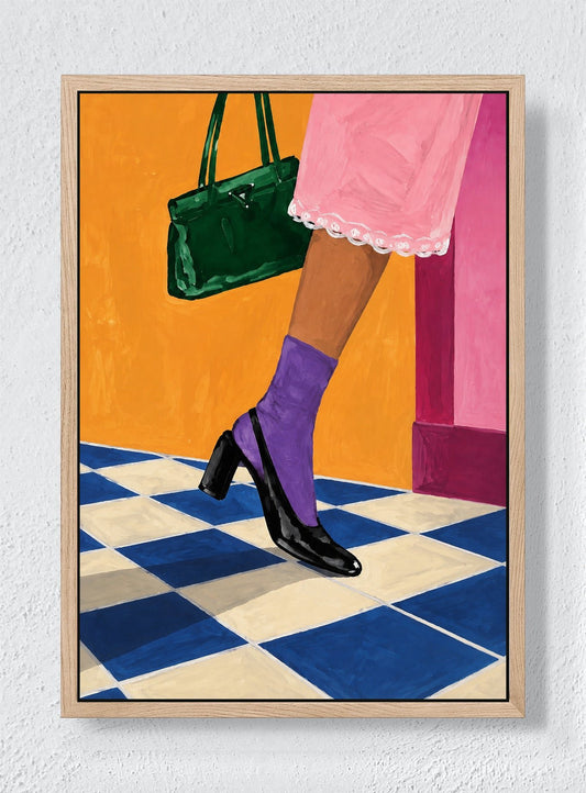 PURPLE SOCKS AT THE THRESHOLD - Natural frame canvas