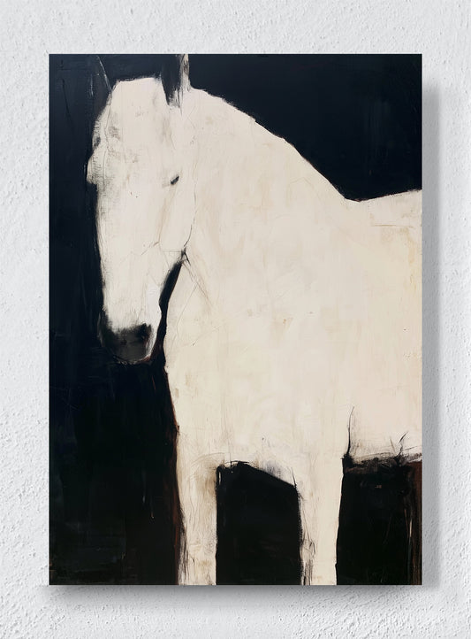 QUIET WHITE HORSE - Unframed canvas
