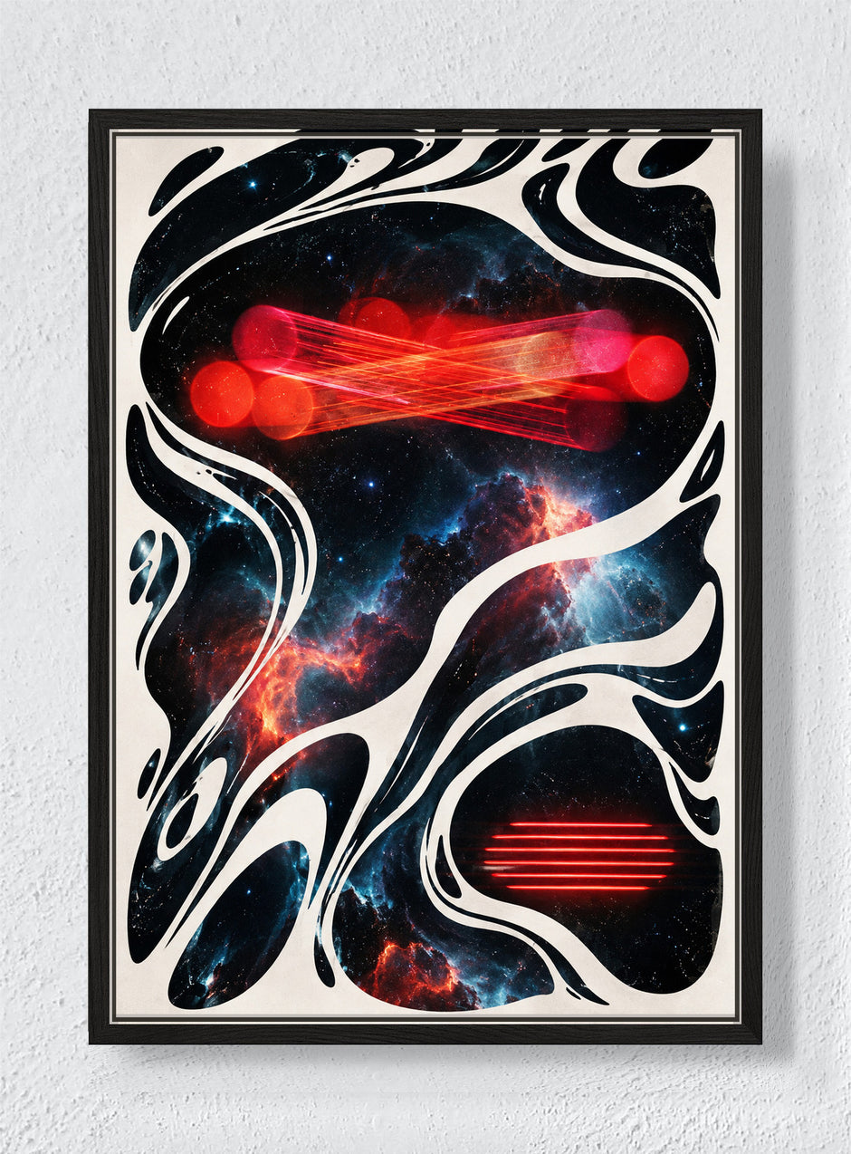 RED SIGNAL DRIFT - Black frame canvas