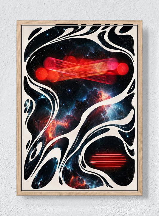 RED SIGNAL DRIFT - Natural frame canvas
