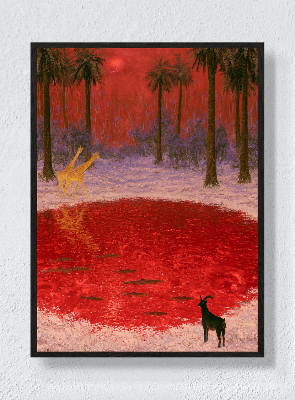 RED WATERING HOLE - Black Frame