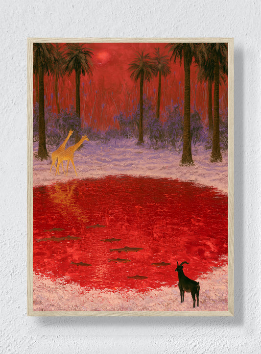 RED WATERING HOLE - Natural Frame