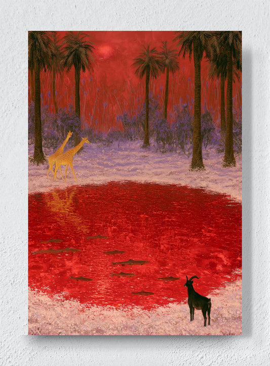 RED WATERING HOLE - Unframed canvas