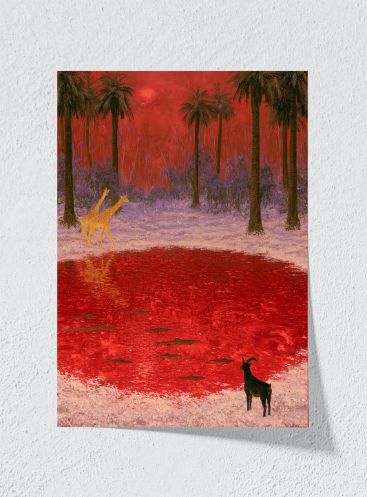 RED WATERING HOLE - Unframed