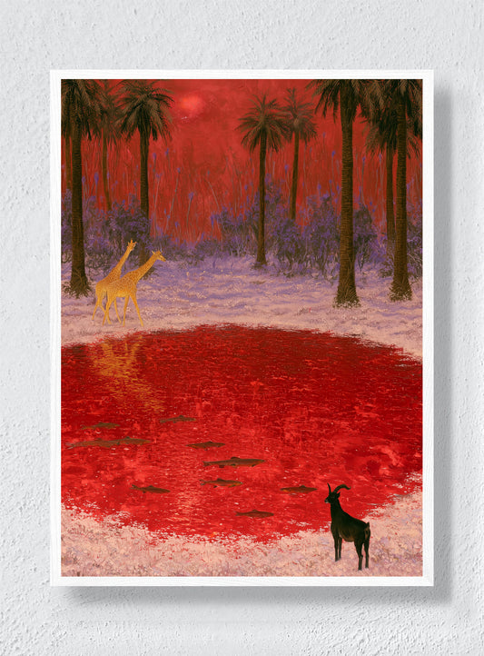 RED WATERING HOLE - White Frame