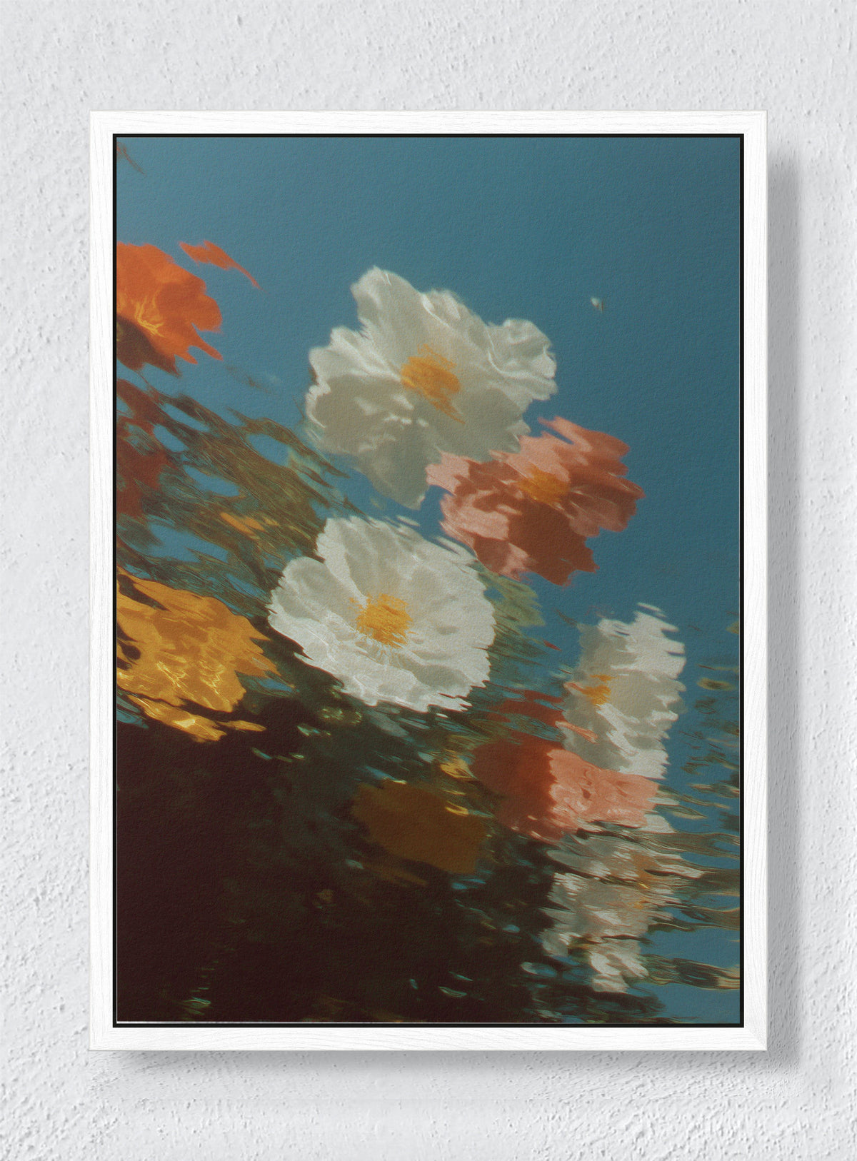 REFLECTIONS THAT REFUSE TO SETTLE - White frame canvas