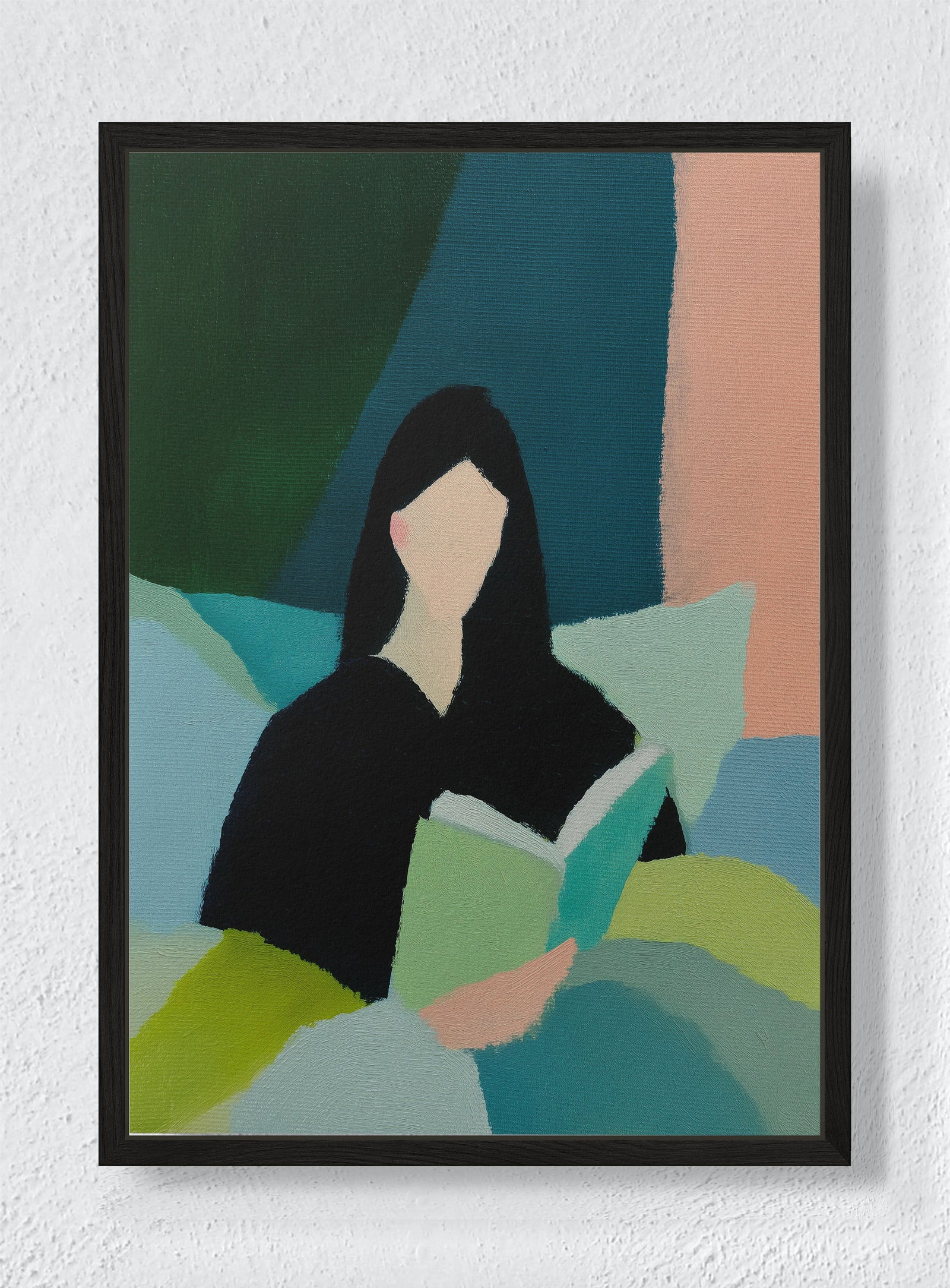 RESTFUL STUDY IN PASTEL - Black frame canvas