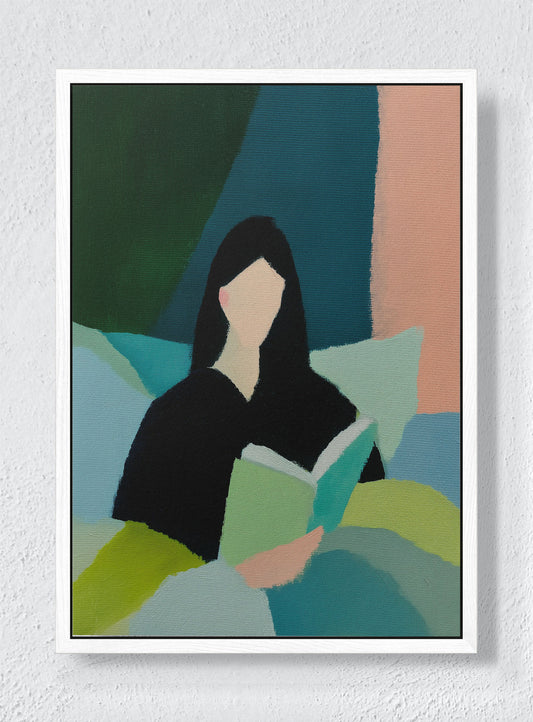 RESTFUL STUDY IN PASTEL - White frame canvas