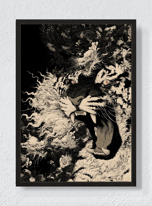 ROAR AMONG CLOUDS - Black frame canvas