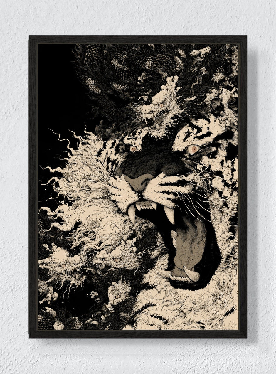 ROAR AMONG CLOUDS - Black frame canvas