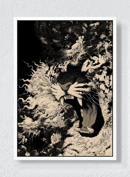 ROAR AMONG CLOUDS - White frame canvas