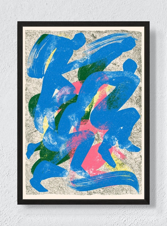 RUNNING IN BLUE - Black frame canvas