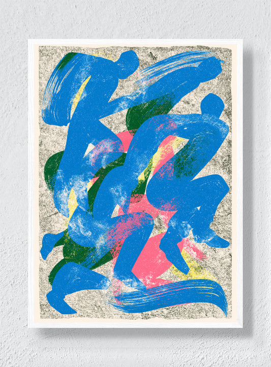 RUNNING IN BLUE - White Frame