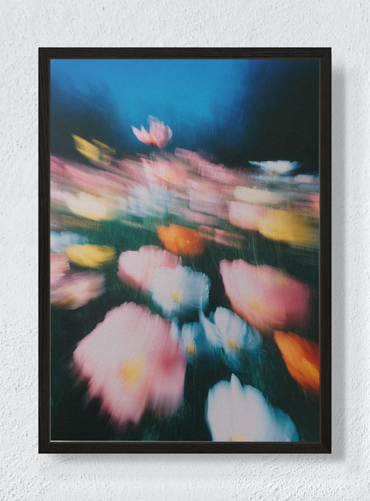 RUNNING THROUGH BLOOM - Black frame canvas