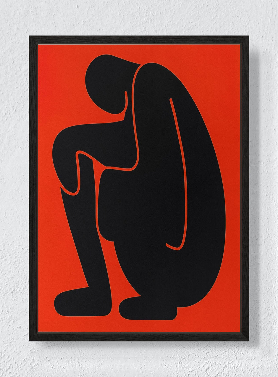 SCARLET CONTEMPLATION - Black frame canvas