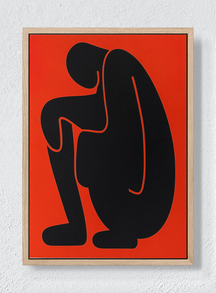 SCARLET CONTEMPLATION - Natural frame canvas
