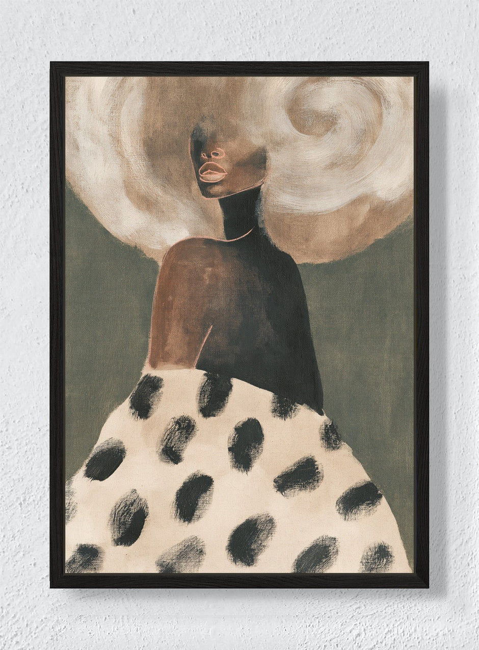 SHE CARRIES THE CLOUDS - Black frame canvas