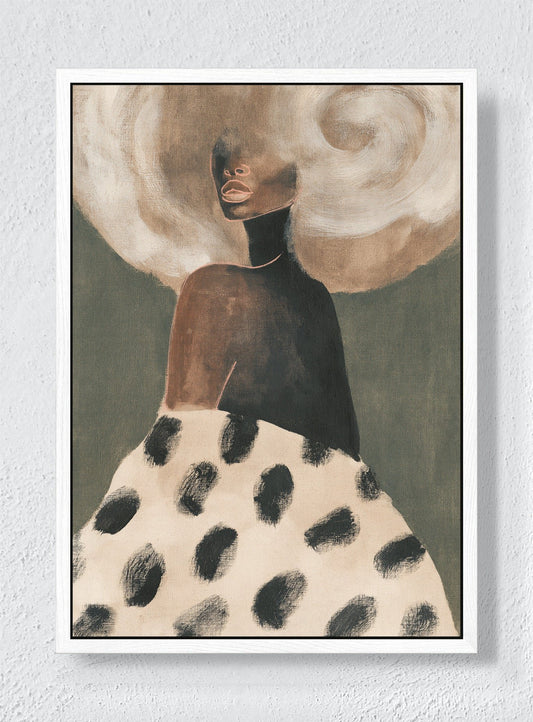SHE CARRIES THE CLOUDS - White frame canvas