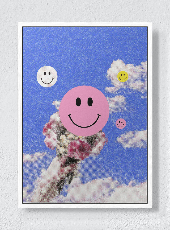 SKY GARDEN OF SMILES - White frame canvas