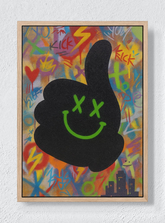SMILE LIKE A WARNING SIGN - Natural frame canvas