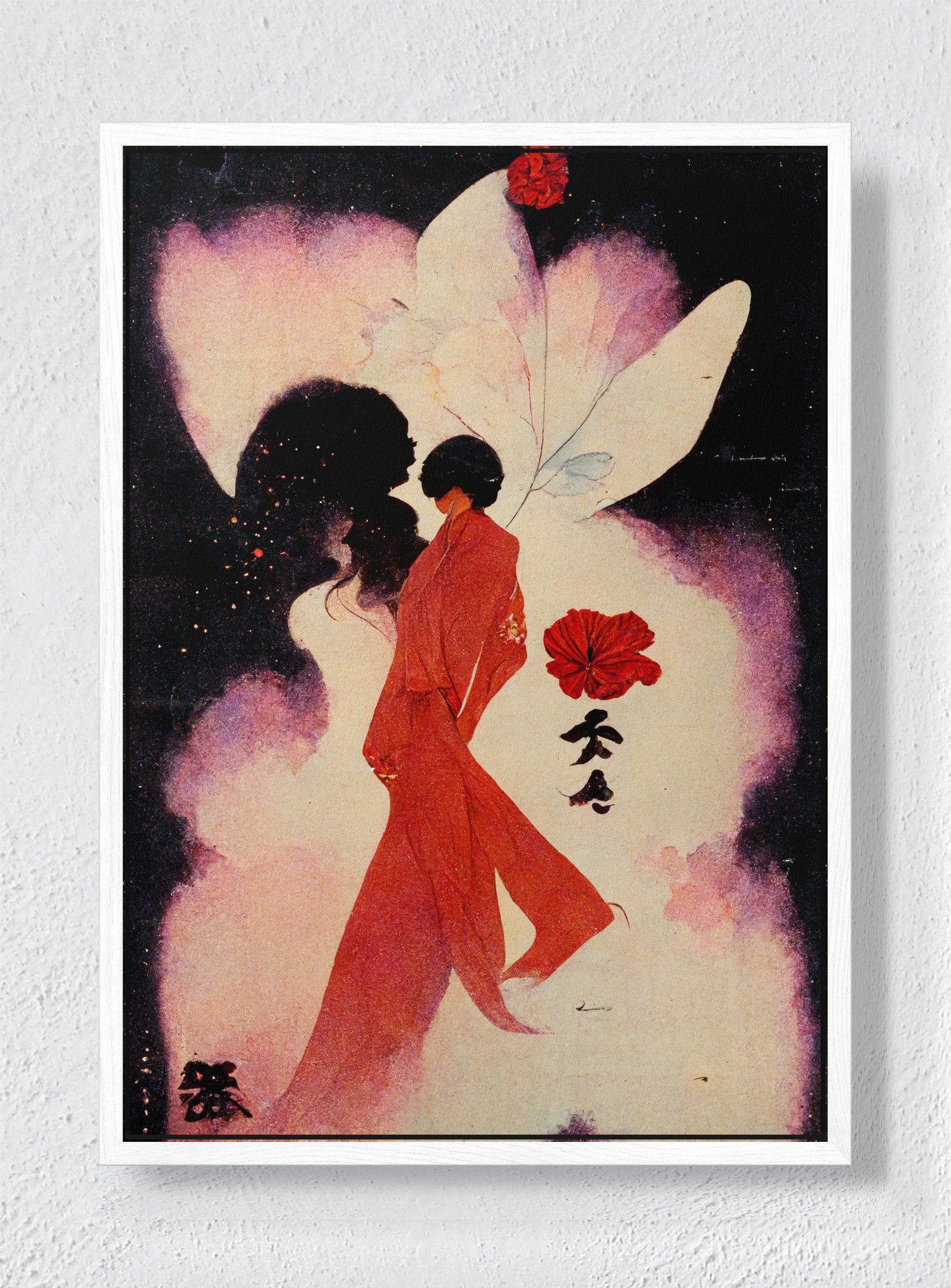 SMOKE & SILK - White frame canvas