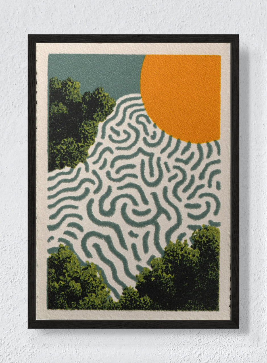 SPHERES AND UNFINISHED LANGUAGE - Black frame canvas