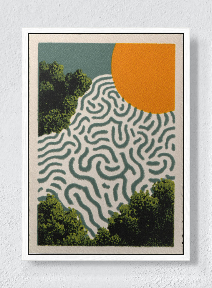 SPHERES AND UNFINISHED LANGUAGE - White frame canvas