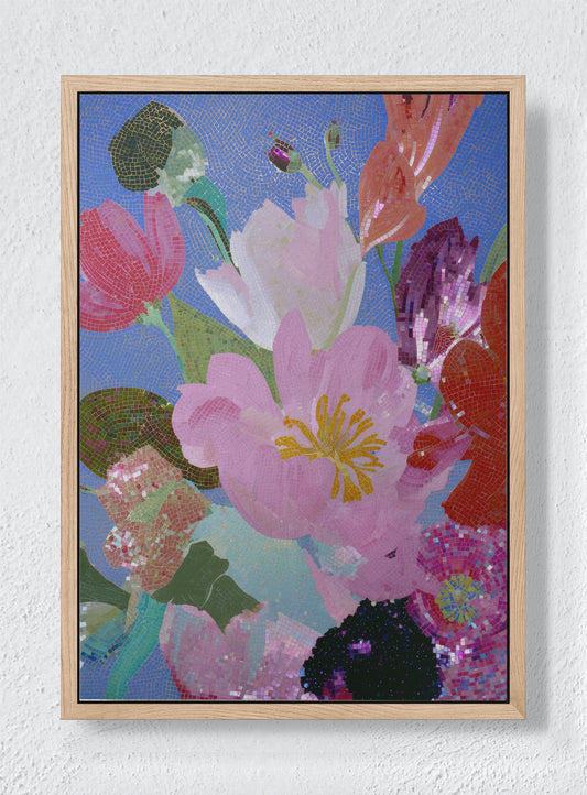 STAINED SKY GARDEN - Natural frame canvas