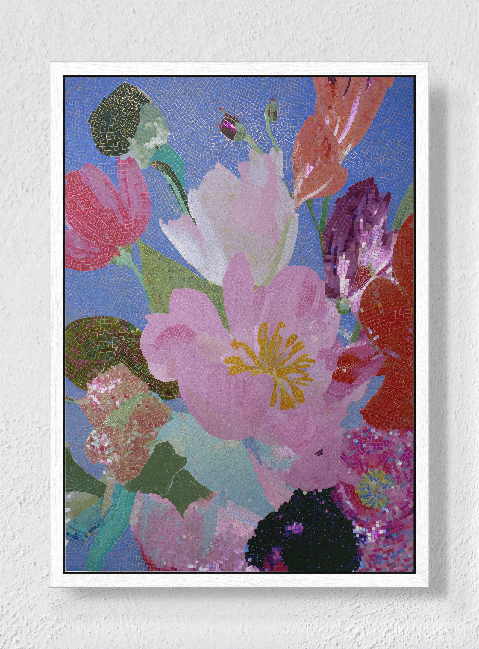 STAINED SKY GARDEN - White frame canvas