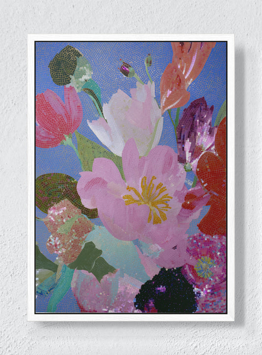STAINED SKY GARDEN - White frame canvas
