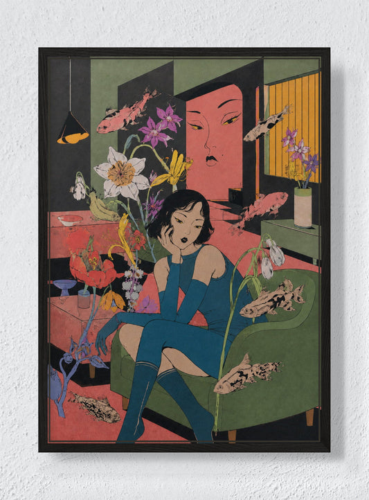 STILL LIFE WITH GUEST - Black frame canvas