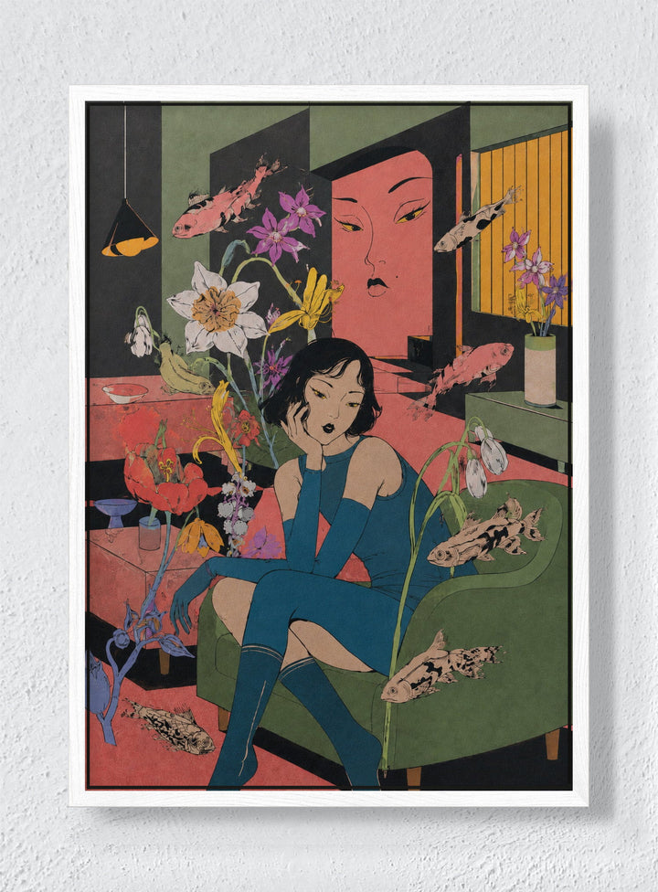 STILL LIFE WITH GUEST - White frame canvas