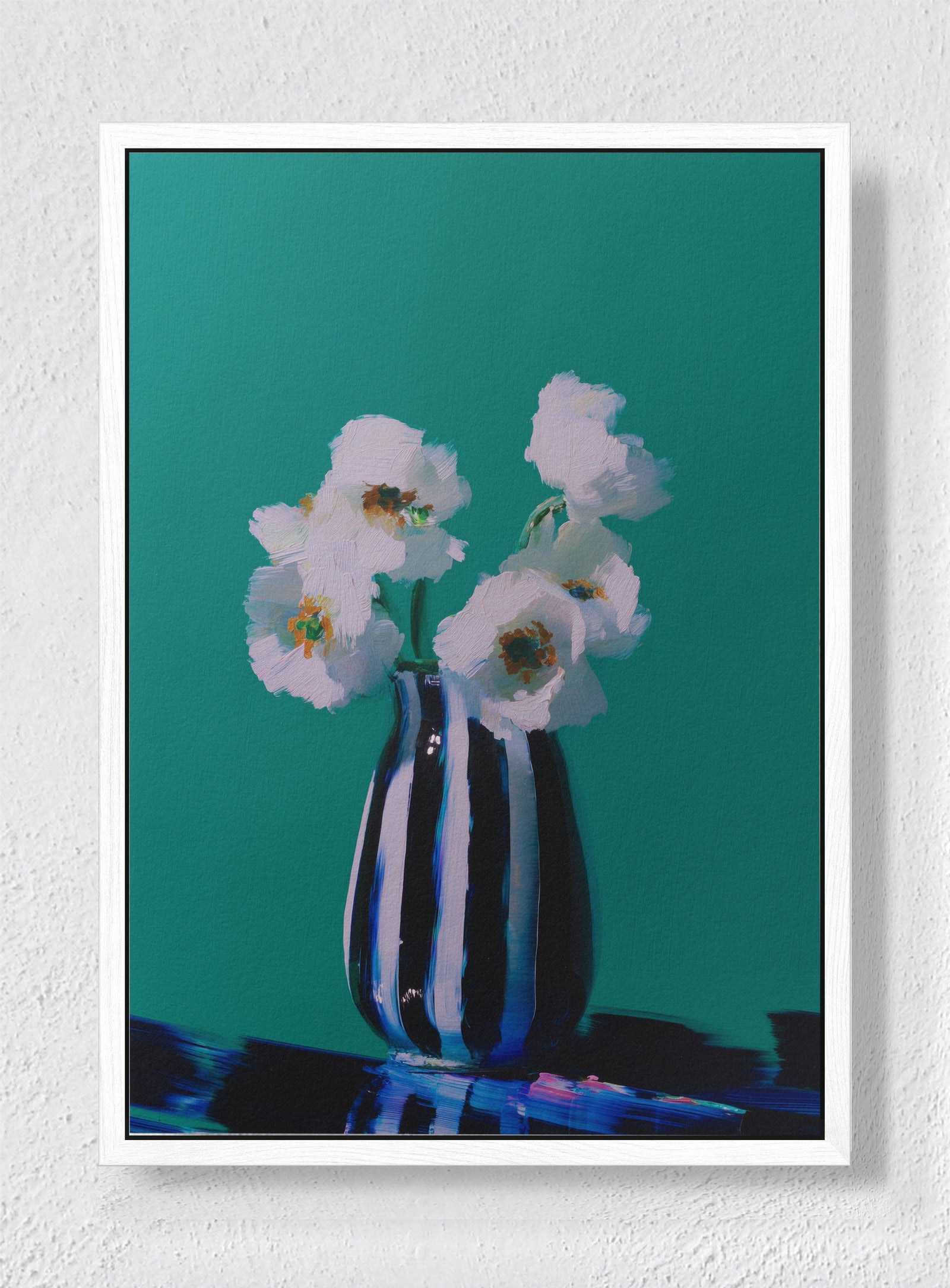 STRIPED SERENITY - White frame canvas