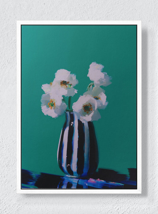 STRIPED SERENITY - White frame canvas