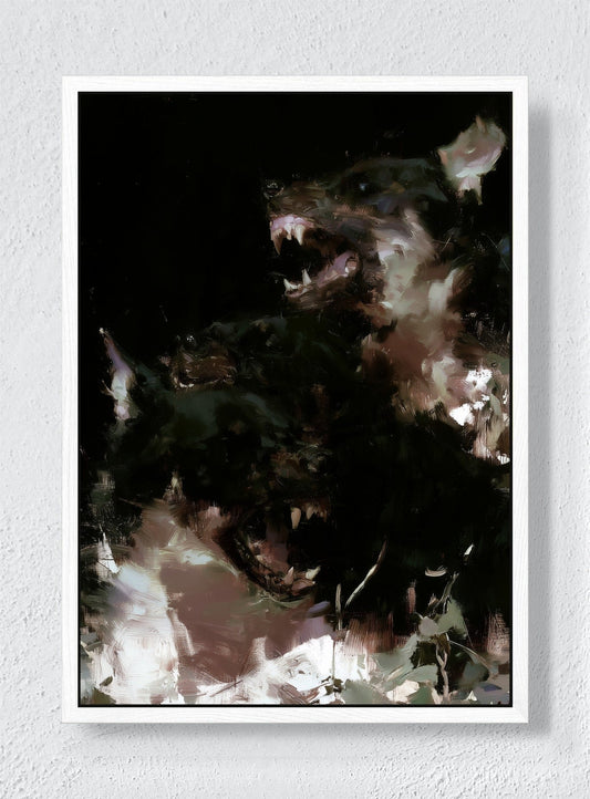 TEETH IN THE DARK - White frame canvas