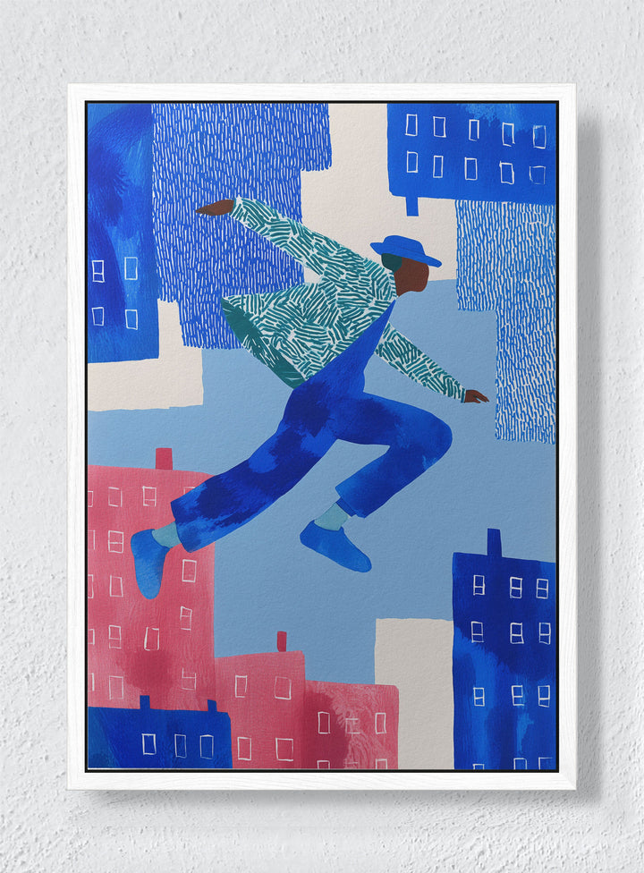 THE COMMUTER - White frame canvas