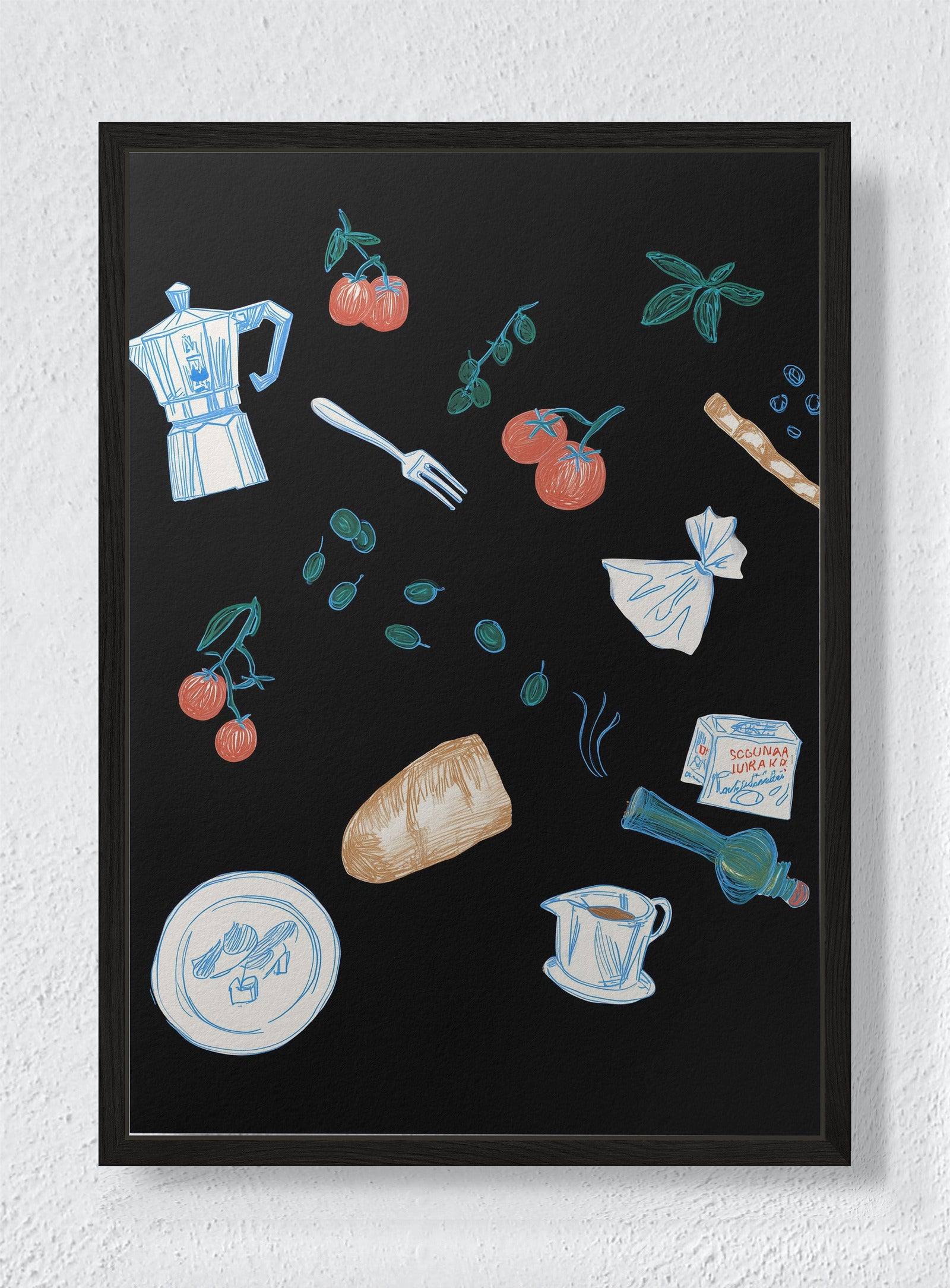 THE CULINARY COMPASS - Black frame canvas