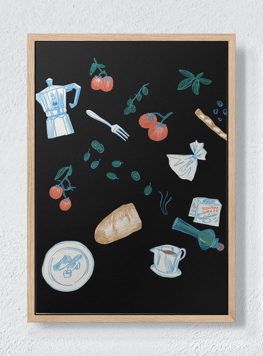 THE CULINARY COMPASS - Natural frame canvas