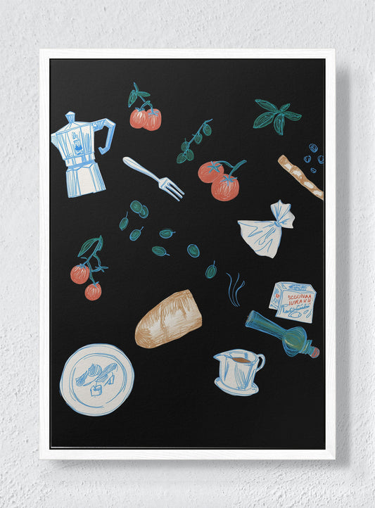 THE CULINARY COMPASS - White frame canvas