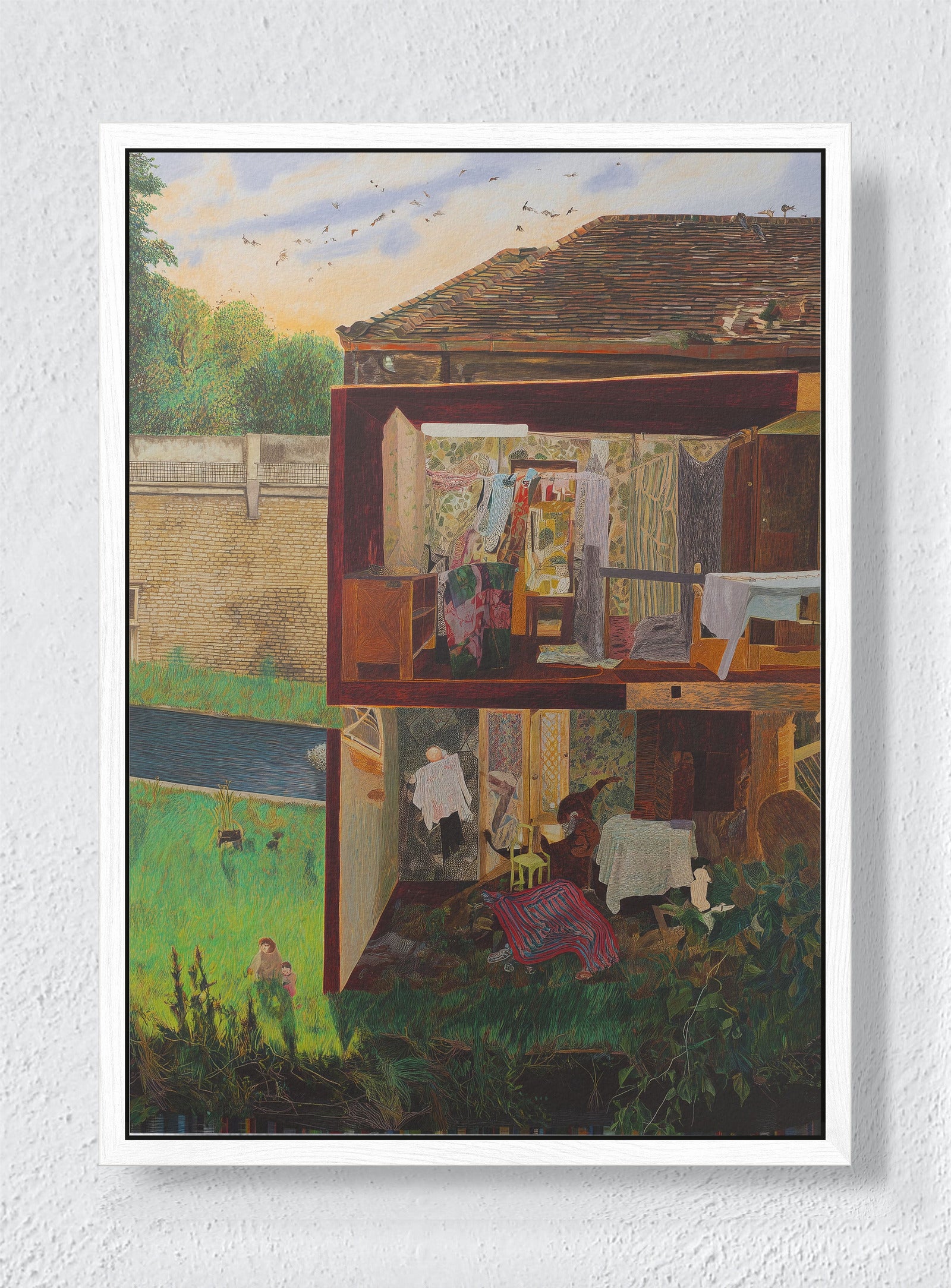 THE HARMONY OF HANDS WORKING - White frame canvas